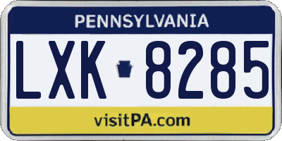 PA license plate LXK8285
