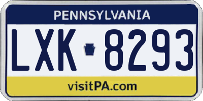 PA license plate LXK8293