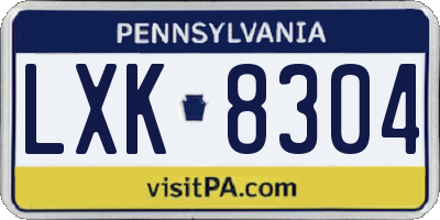 PA license plate LXK8304