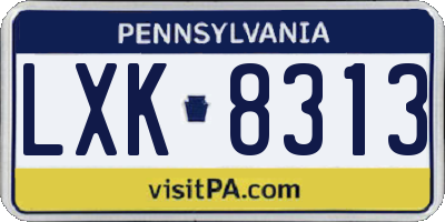 PA license plate LXK8313