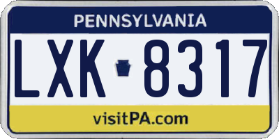 PA license plate LXK8317