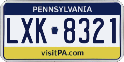 PA license plate LXK8321