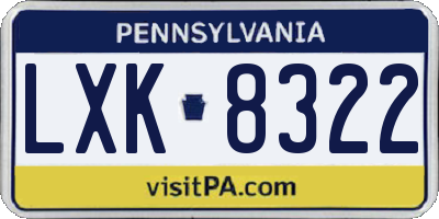 PA license plate LXK8322