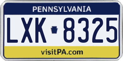 PA license plate LXK8325