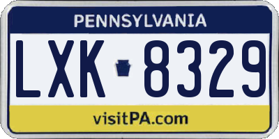 PA license plate LXK8329