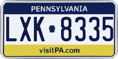 PA license plate LXK8335