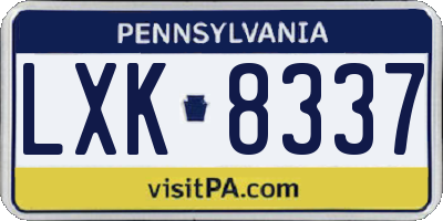 PA license plate LXK8337