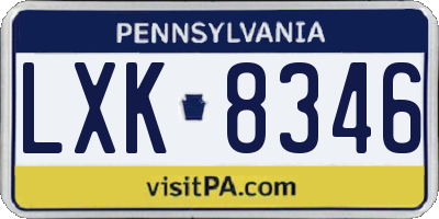 PA license plate LXK8346