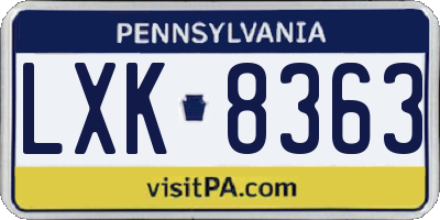 PA license plate LXK8363