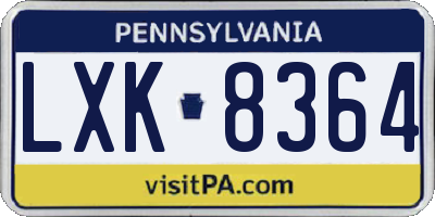 PA license plate LXK8364