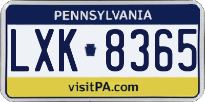 PA license plate LXK8365