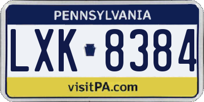 PA license plate LXK8384