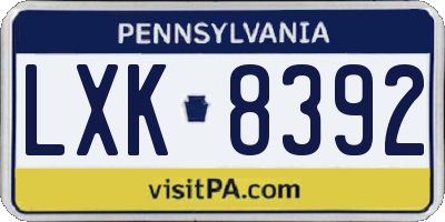 PA license plate LXK8392