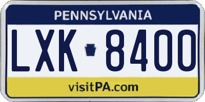 PA license plate LXK8400