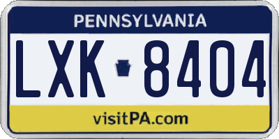 PA license plate LXK8404