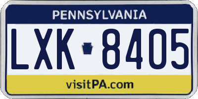 PA license plate LXK8405