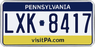 PA license plate LXK8417