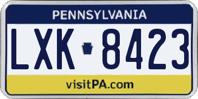 PA license plate LXK8423
