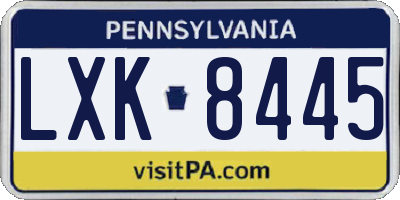 PA license plate LXK8445