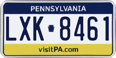 PA license plate LXK8461