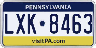 PA license plate LXK8463