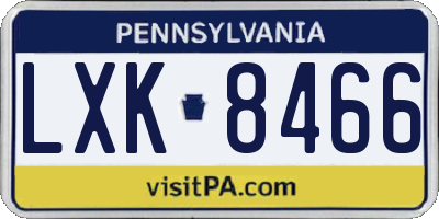 PA license plate LXK8466
