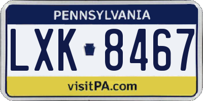 PA license plate LXK8467
