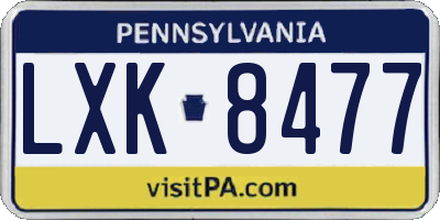 PA license plate LXK8477