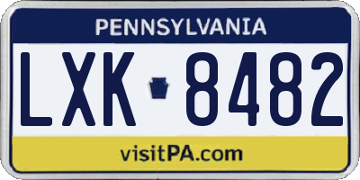 PA license plate LXK8482