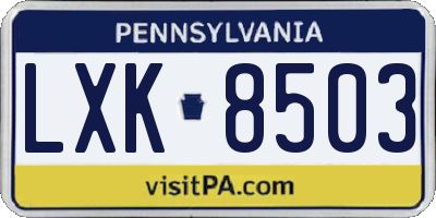 PA license plate LXK8503