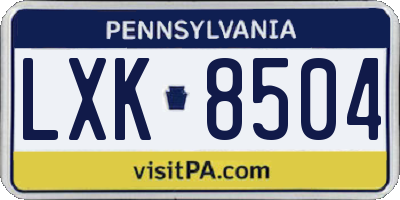 PA license plate LXK8504
