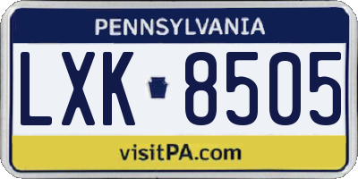 PA license plate LXK8505