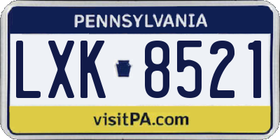 PA license plate LXK8521