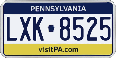 PA license plate LXK8525
