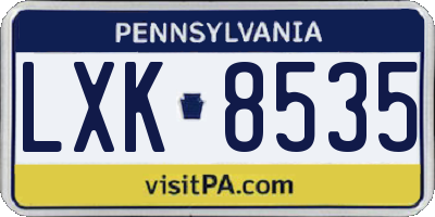 PA license plate LXK8535