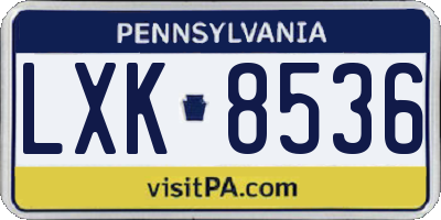 PA license plate LXK8536
