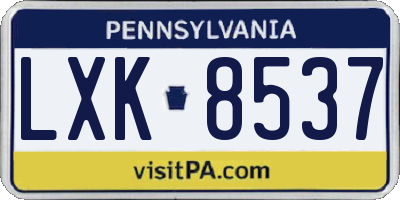 PA license plate LXK8537