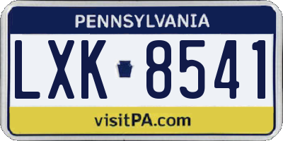 PA license plate LXK8541