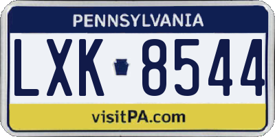 PA license plate LXK8544