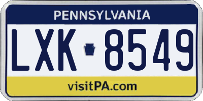 PA license plate LXK8549