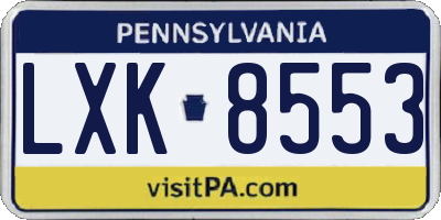 PA license plate LXK8553