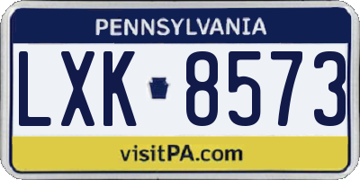 PA license plate LXK8573