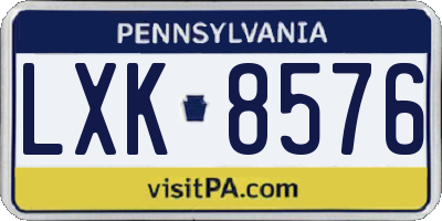 PA license plate LXK8576