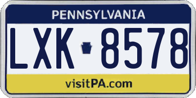 PA license plate LXK8578