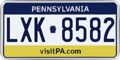 PA license plate LXK8582