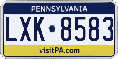 PA license plate LXK8583