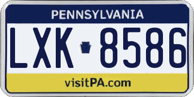 PA license plate LXK8586