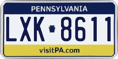 PA license plate LXK8611