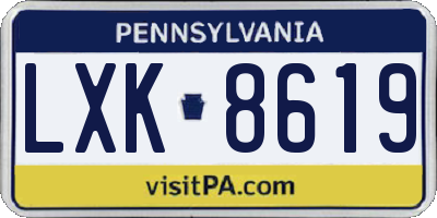 PA license plate LXK8619