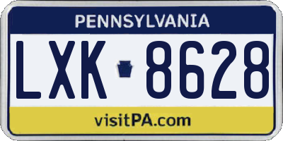 PA license plate LXK8628